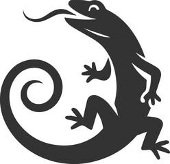 Lizard flicking its tongue out vector silhouette