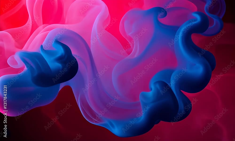 Poster abstract blue and red swirls on dark background with fluid motion and modern design elements