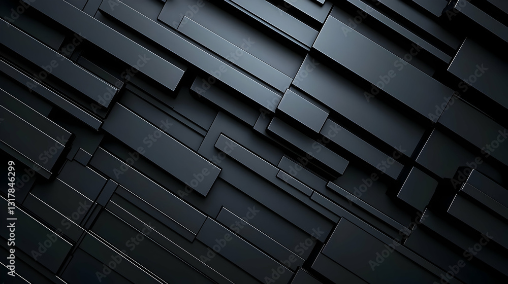 Poster black rectangular geometric digital design with light highlights on textured surface