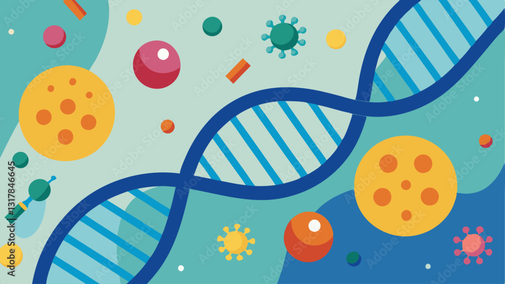 Poster scientific elements a background featuring dna strands and cellular structures suggesting the scient