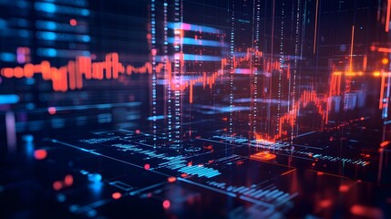 Fototapeta premium Digital Data Flow: Immerse yourself in the intricate world of digital data, where glowing lines and patterns weave together in a mesmerizing tapestry. A glimpse into the future of technology.