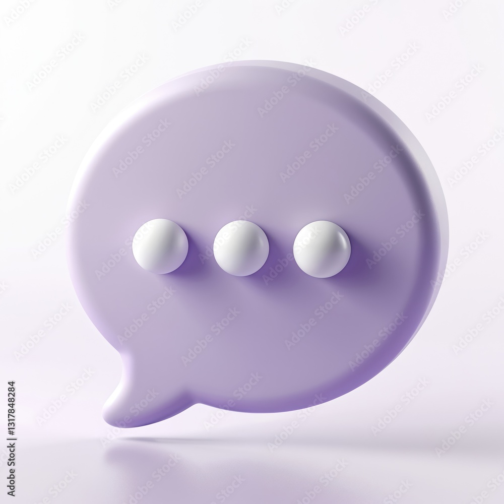 Poster three-dimensional chat icon on lilac transparent background. modern graphic message web communicatio