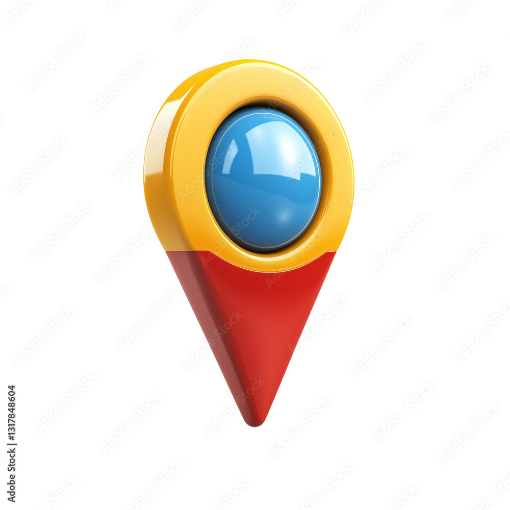 Poster colorful 3d map pointer location icon design red gps art isolated on transparent background