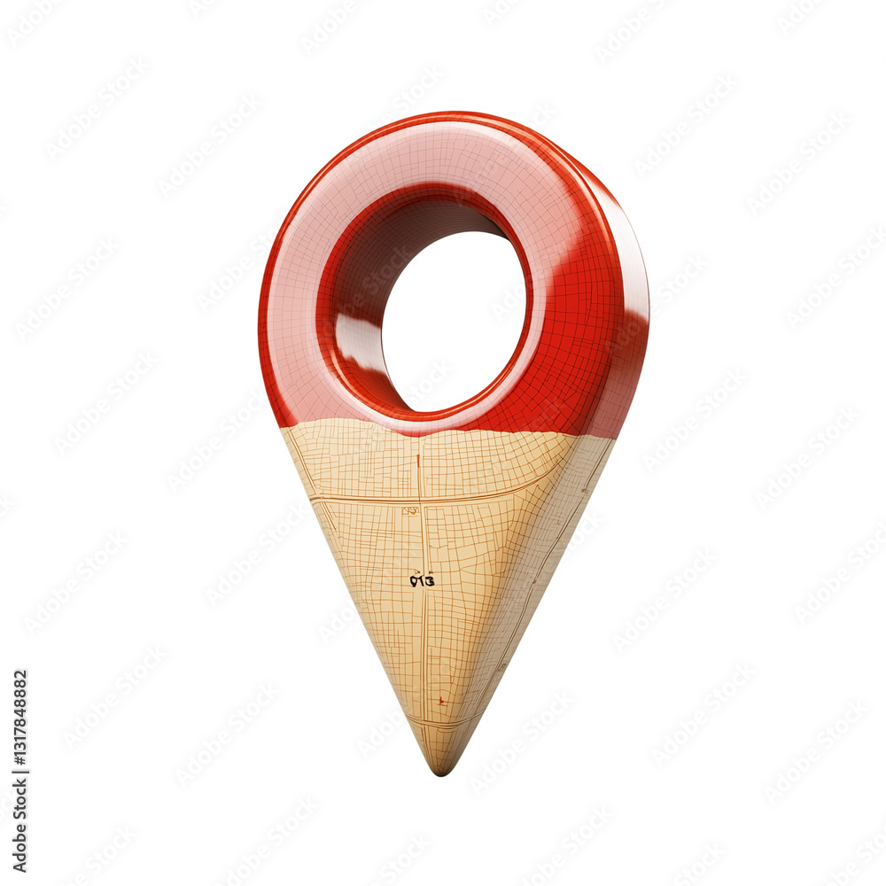 Poster red and beige 3d location map pointer icon gps pin sign isolated on transparent background