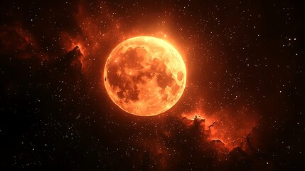 Fiery Blood Moon for Cosmic Nebula.