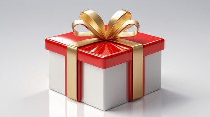 Obraz premium Elegant Gift Box with Red and Gold Ribbon, Perfect for Celebrations and Festive Occasions