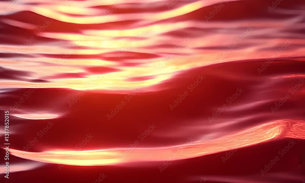Aufkleber abstract red water surface reflecting light gently rippling creating soft textures and patterns beau