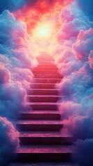 Celestial Staircase Ascending to Divine Glory with Gates of Paradise, Evoking a Majestic Journey of Faith and the Sacred Encounter with the Almighty