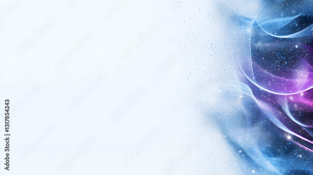 Poster abstract background with blue purple and white gradient colors smooth flowing lines and sparkling pa