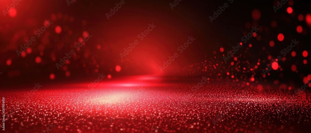 Poster red glitter creating a magical atmosphere with bokeh effect and dark background