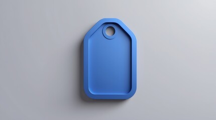 Blue Tag Design with Hole: Minimalist 3D Render for Product Labels, Pricing Tags, and Inventory