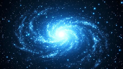 A Beautiful Blue Spiral Galaxy With Numerous Sparkling Celestial Bodies