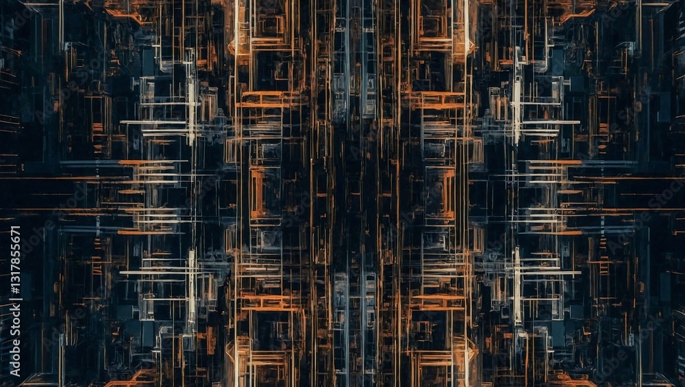 Poster abstract offset quads generative art design.