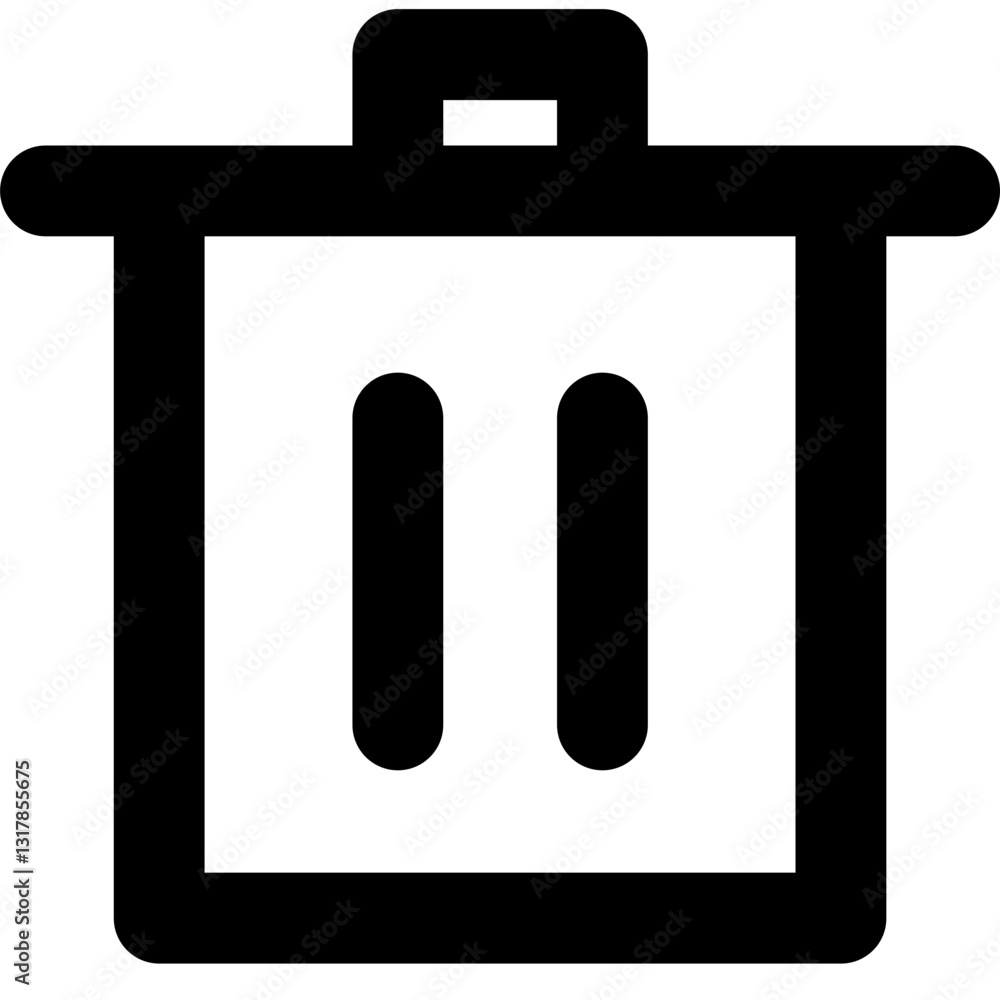 Poster a simple black trash can icon symbolizing digital cleanup and data deletion with a bold outline and 