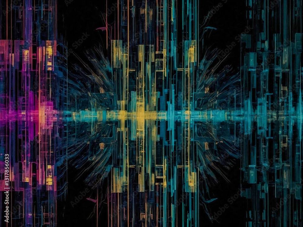 Aufkleber abstract offset quads generative art.