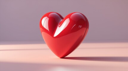 Fototapeta premium Shiny Red Heart on Soft Background: Love, Romance, and Valentine's Day Symbol