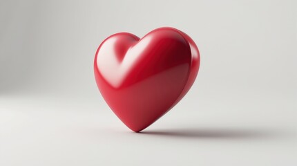 A glossy red heart symbolizing love and affection, ideal for romantic themes and emotional expr