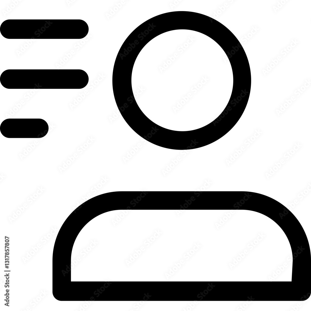 Poster a thoughtful profile icon representing a users online presence with a minimalist bold black design a
