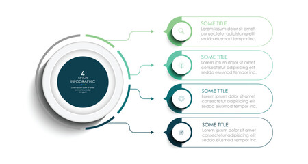 Vector infographic label design with circle infographic template design and 4 options or steps. Can be used for process diagrams, presentations, workflows