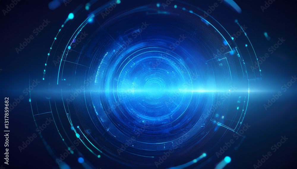 Poster abstract technology background with a digital data concept. the scene is filled with glowing blue ci