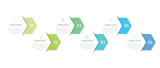 info process arrow design template 4 - 6 . Planning, Marketing, Strategy and Business Presentation. Vector illustration.