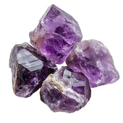 Fototapeta premium Stunning Amethyst Crystal Cluster Purple Gems Raw Rock Dark isolated on transparent background