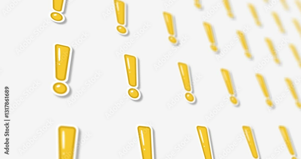 Poster design illustration of exclamation mark with side scrolling on black and white background