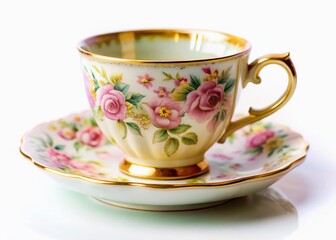 Elegant Porcelain Cup and Saucer Still Life Photography