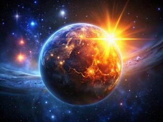 Obraz premium Ethereal Glowing Celestial Planet Night Sky Astrophotography Stock Photo