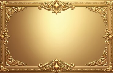 Luxury golden background with ornate gold borders. Vintage floral design with ornamental retro pattern. Decorative swirls art with classic antique elements. Royal baroque texture for card, banner,