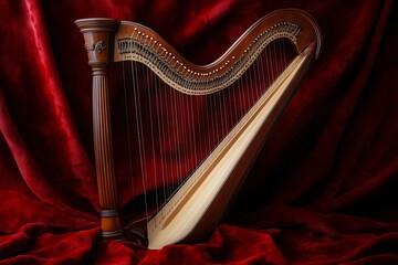 Classic Harp on Red Velvet