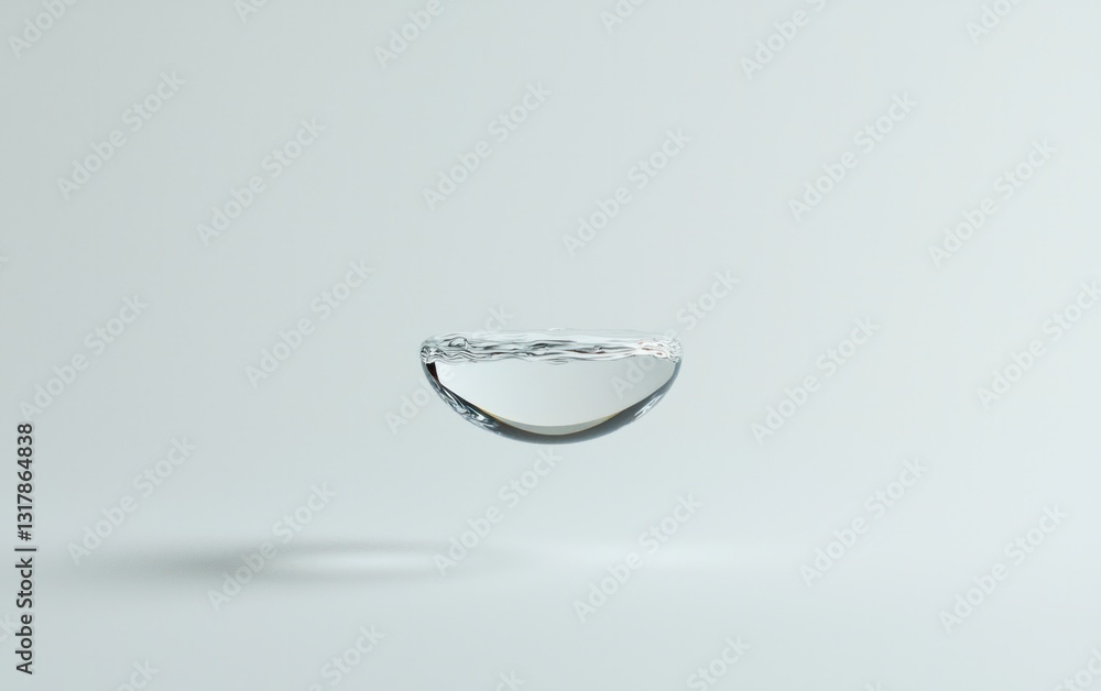 Poster abstract translucent curved shape floating on light gray background