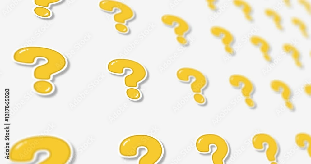 Poster design illustration of question mark with side scrolling on black and white background
