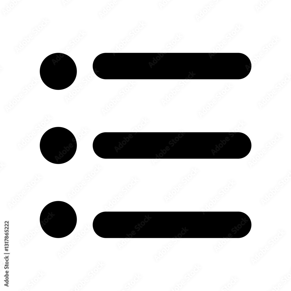 Poster serene simplicity a minimalist icon representing a menu options list with bold black lines and solid