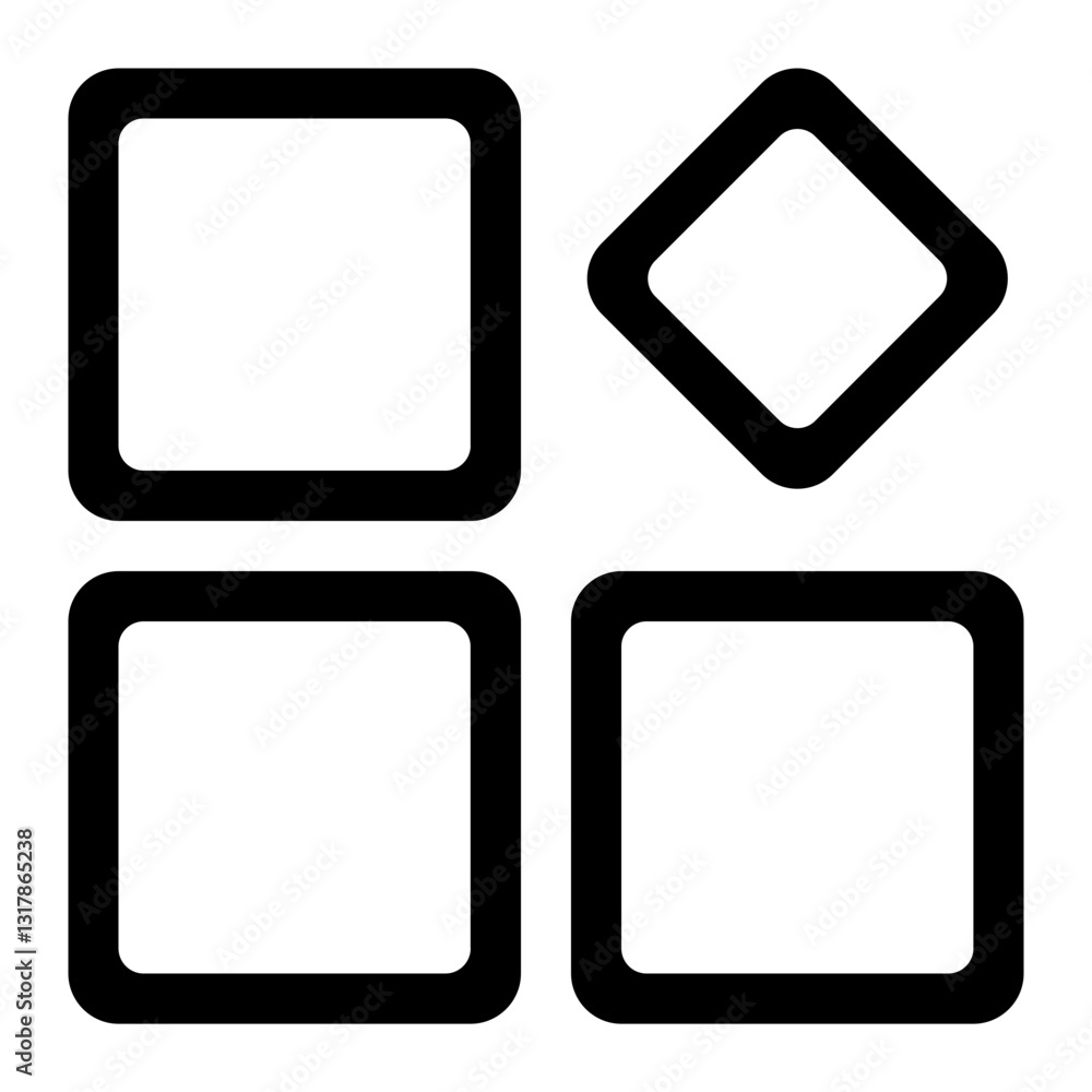 Poster a simple yet elegant design showcasing a unique arrangement of squares and a diamond, exhibiting a c