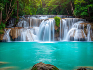 waterfall in the forest. waterfall, water, river, nature, stream, landscape, forest, cascade, rock, falls, fall, park, flowing, green, stone, creek, tree, spring, flow, beauty, mountain, travel, beaut