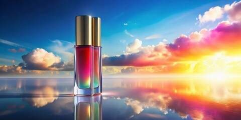 Liquid Lipstick Bottle with Rainbow Gradient & Sky Reflection