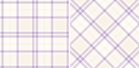 Light White and Pastel Pale Lilac Seamless Madras Plaid Textile Design