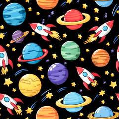A seamless space-themed pattern
