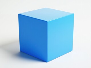 Single light blue cube on white background.