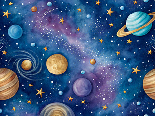 seamless pattern with planets. space, planet, star, galaxy, astronomy, universe, moon, stars, planets, sky, sun, earth, solar, cosmos, night, abstract, illustration, light, nebula, solar system, scien