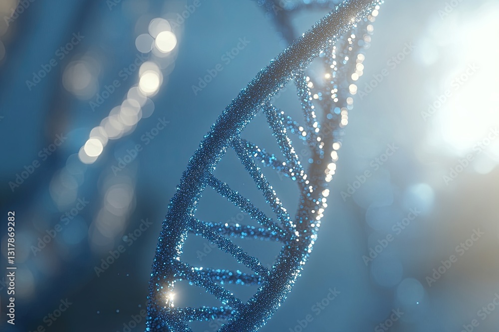 Aufkleber 3d rendering of a dna double helix. detailed close-up view of the molecular structure