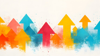 Dynamic growth arrows in vibrant digital art representing success in business strategies