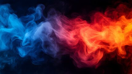 Obraz premium Dynamic smoke flow colorful abstract art digital creation dark background modern viewpoint