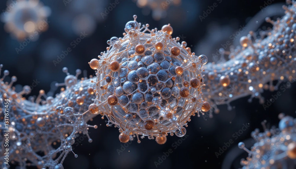 Aufkleber detailed microscopic visualization of cellular structures with intricate patterns