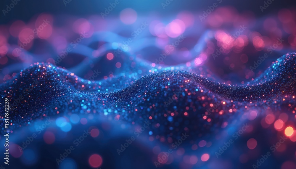 Poster abstract digital background with swirling neon circuit patterns in blue, purple. network connectivit
