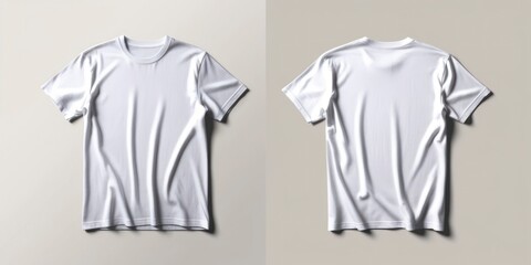 photorealistic image of a plain white t-shirt, showcasing both the front and back sides on a subtle