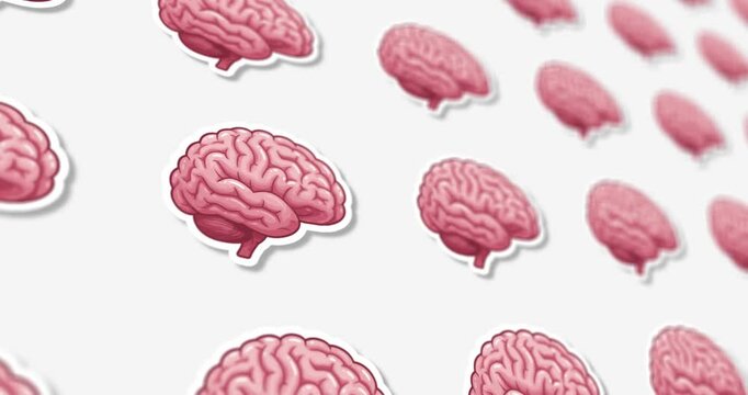Side-scrolling brain illustration design on black and white background