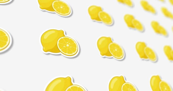Design illustration of split lemon with side scrolling on black and white background