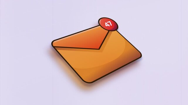 mail notification icon animation from side view display with white background suitable for animated new messages, broadcast messages, newsletters and electronic mail
